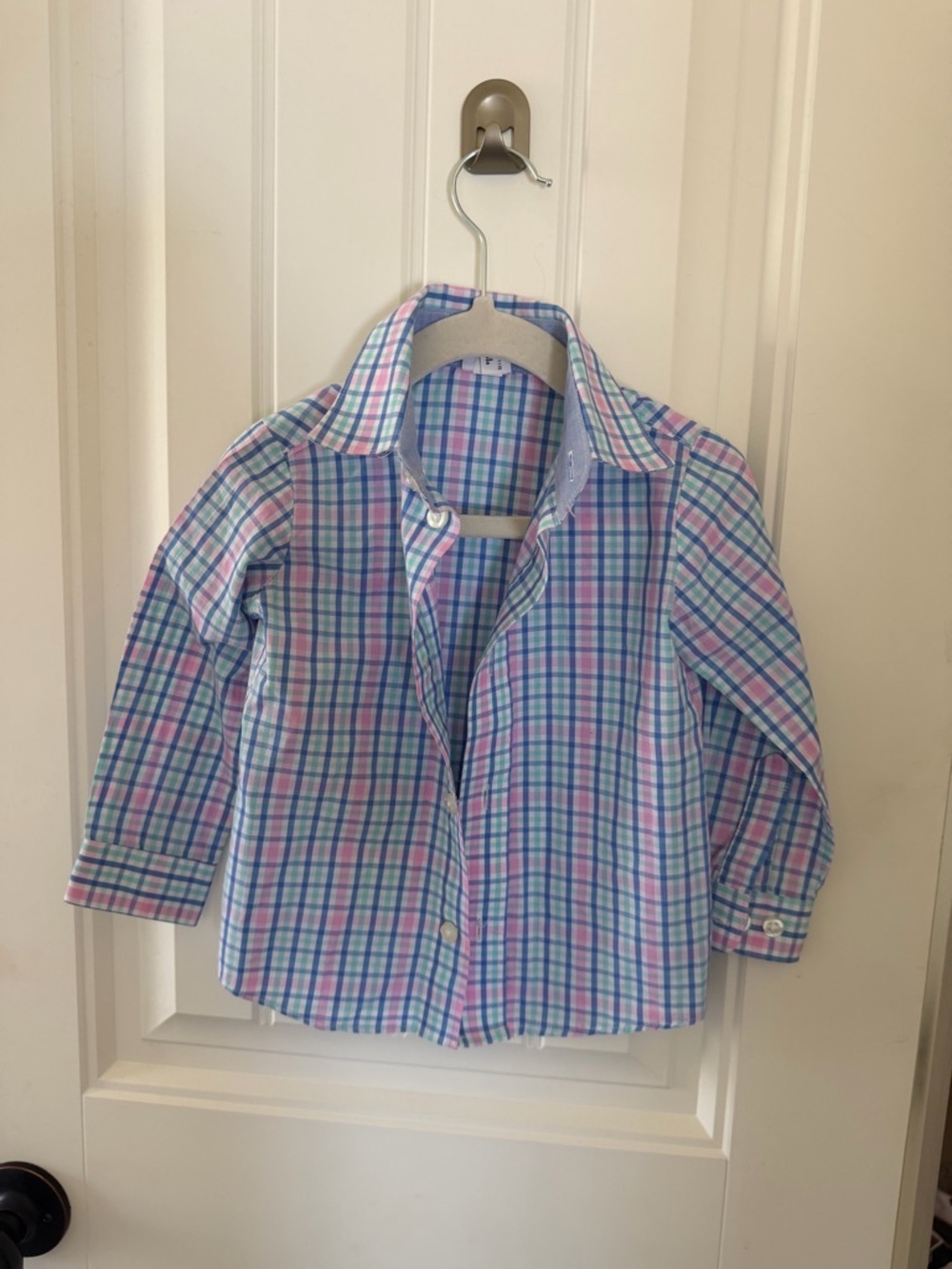 Starting Out Pastel Plaid Button-Down Shirt - Pink, Blue, Green